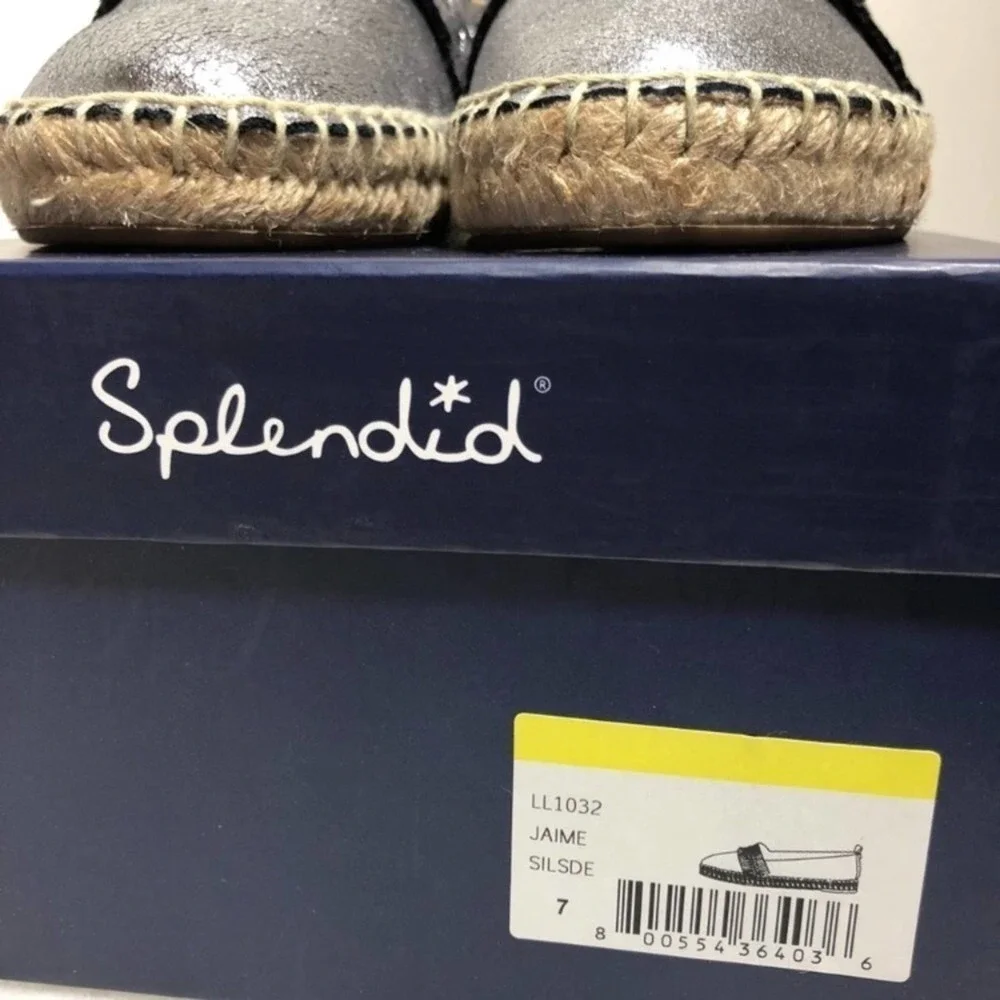 Splendid Jaime Metallic Silver Slip-On Espadrille Shoes 7 Fringe Women’s